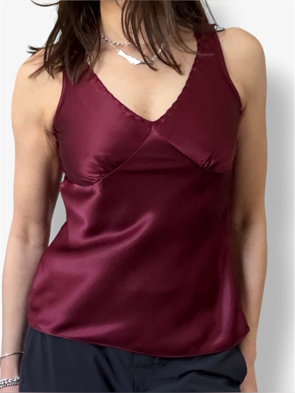 Vintage NWT Burgundy Silk Top Old Navy